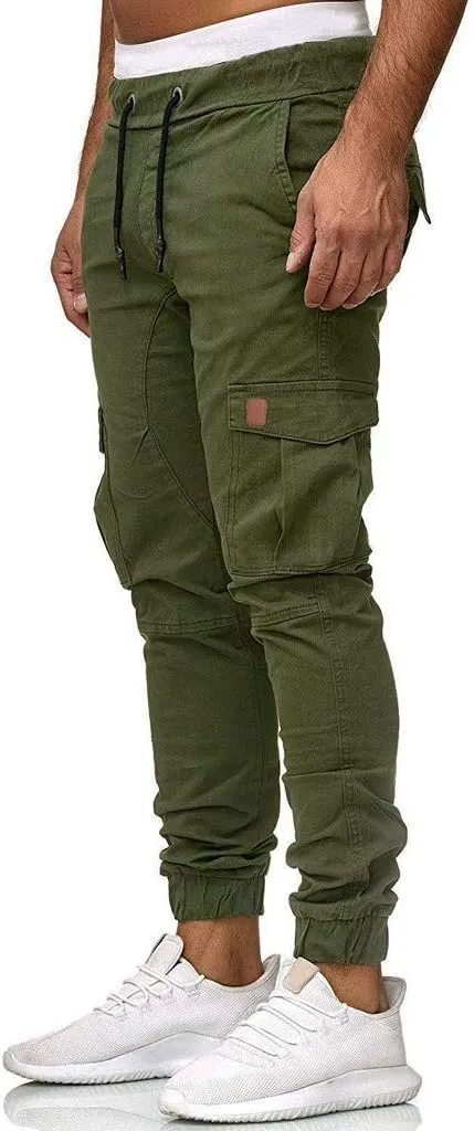 Mens Joggers Cargo Pants Men Fashion Pants Sweatpants Casual Work Chino Pants Drawstring Cargo Pants Hiking Outdoor Pants
