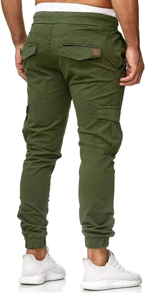Mens Joggers Cargo Pants Men Fashion Pants Sweatpants Casual Work Chino Pants Drawstring Cargo Pants Hiking Outdoor Pants