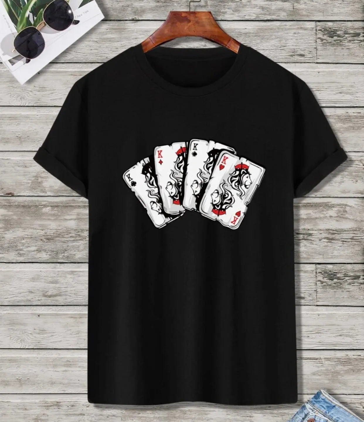 Men’s playing card print tee