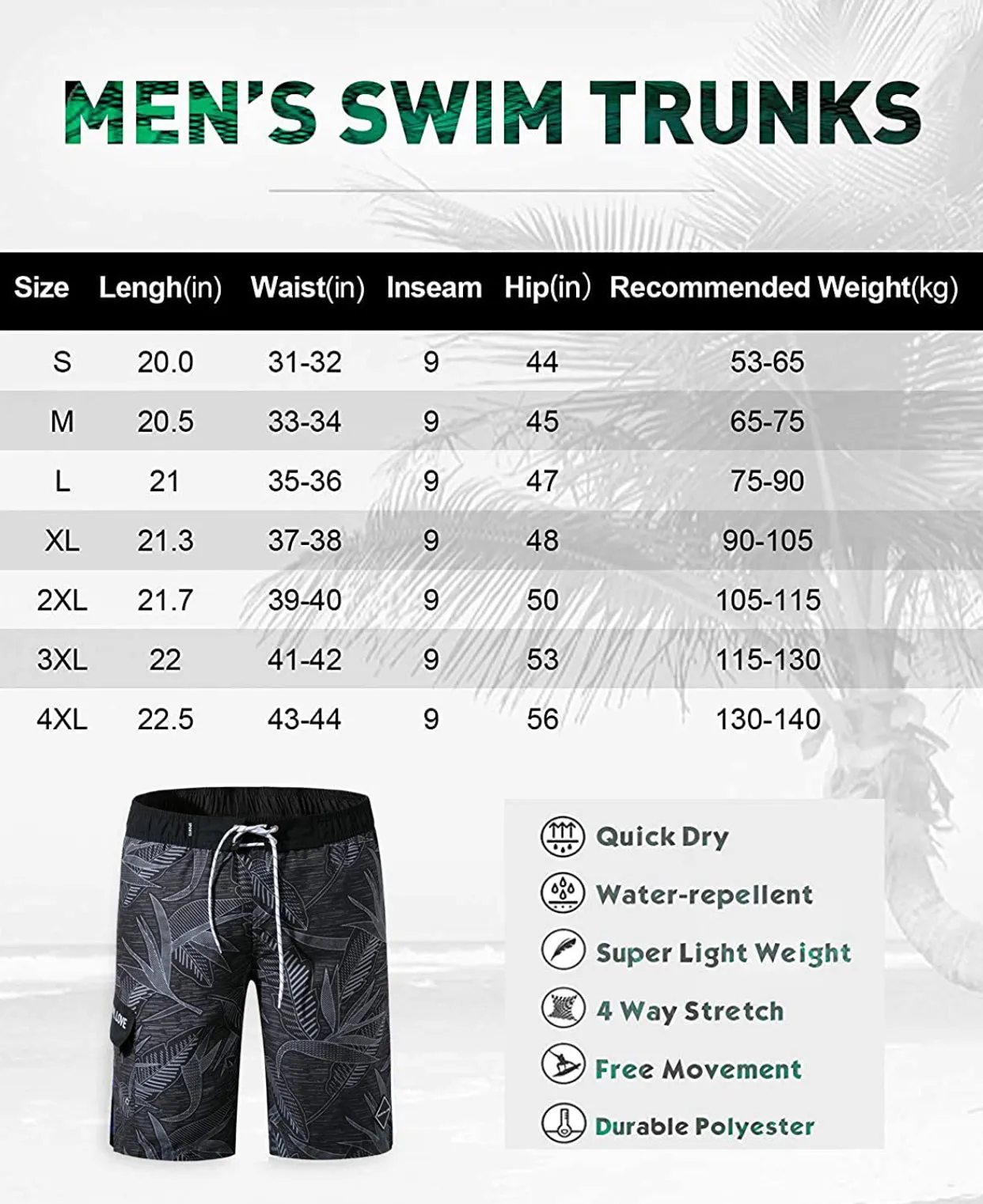 Men's Swim Trunks Quick Dry Beach Shorts Swimsuit Casual Style