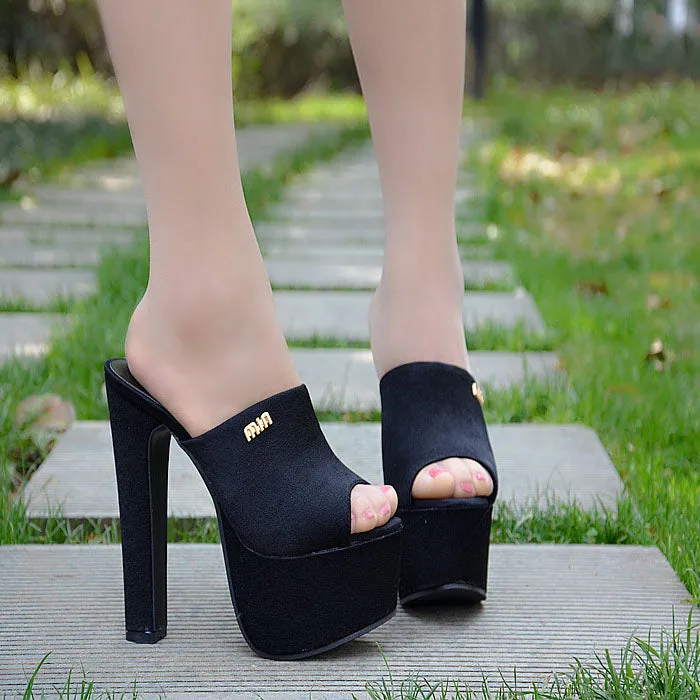 Peep-toe Super High Platform High Heels Slipper Sandals