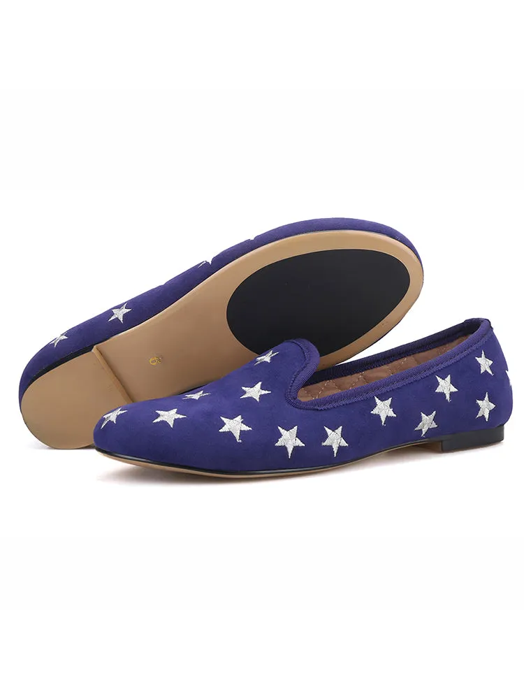 piergitar's new British style classic women's slip-on loafers hand-embroidered velvet shoes European