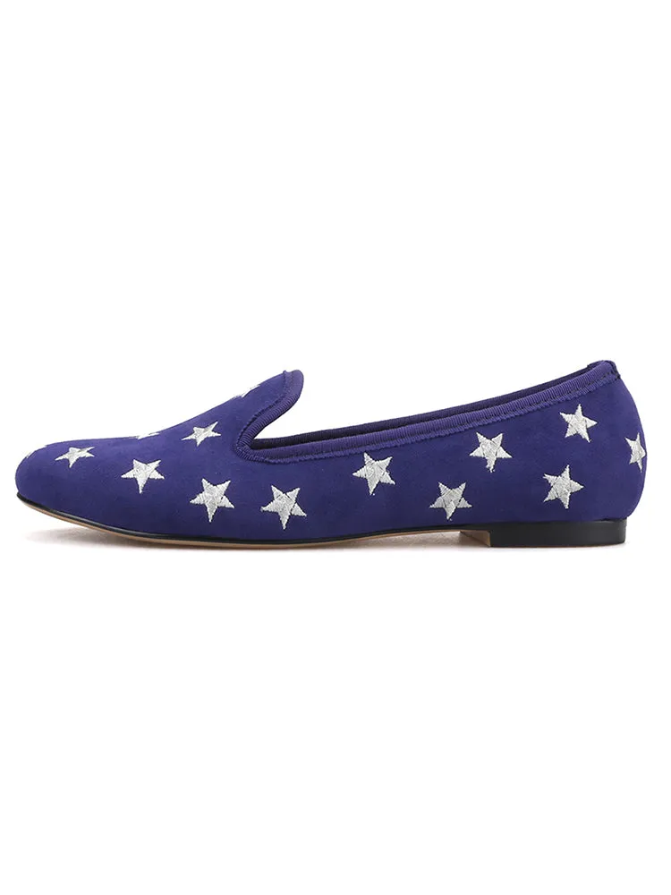 piergitar's new British style classic women's slip-on loafers hand-embroidered velvet shoes European
