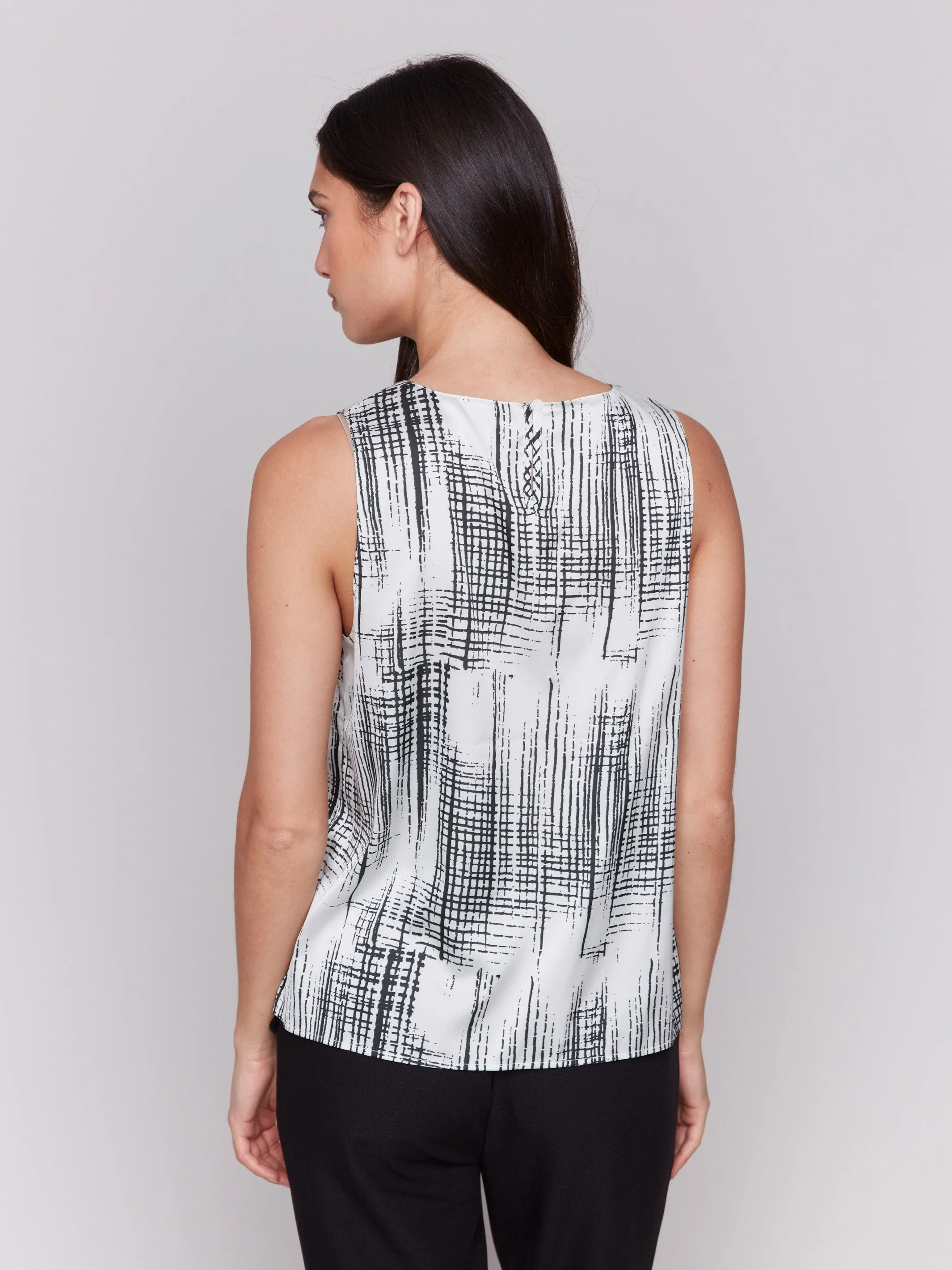 Printed Satin Sleeveless Top - Pepper