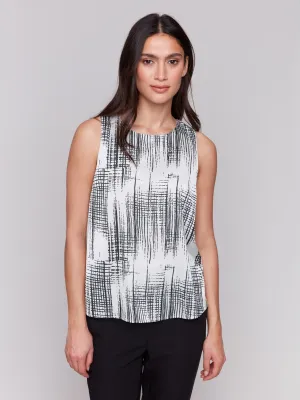 Printed Satin Sleeveless Top - Pepper