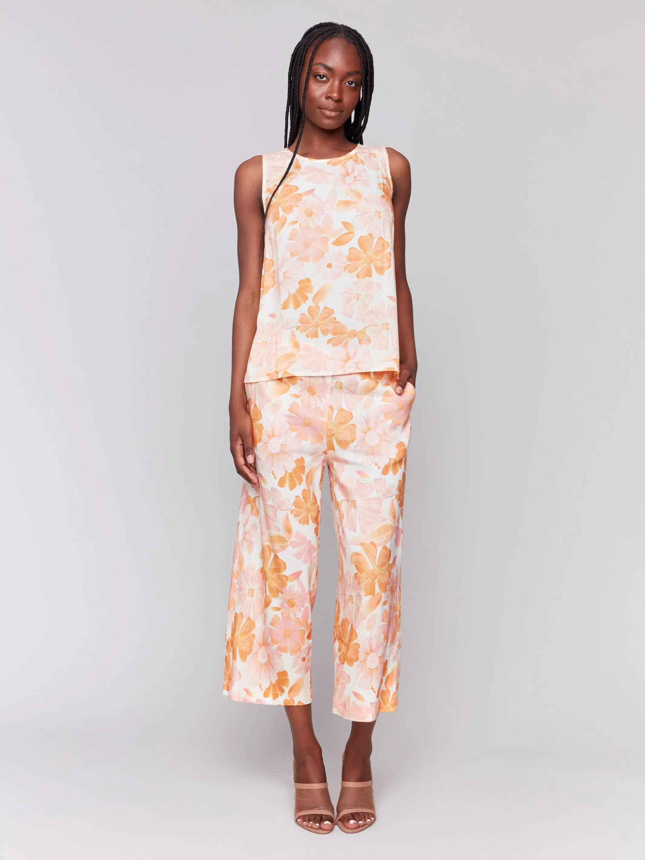 Printed Viscose Sleeveless Top - Blooming