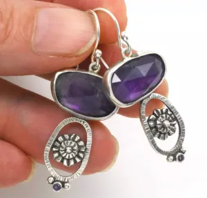 Purple stone dangle earrings