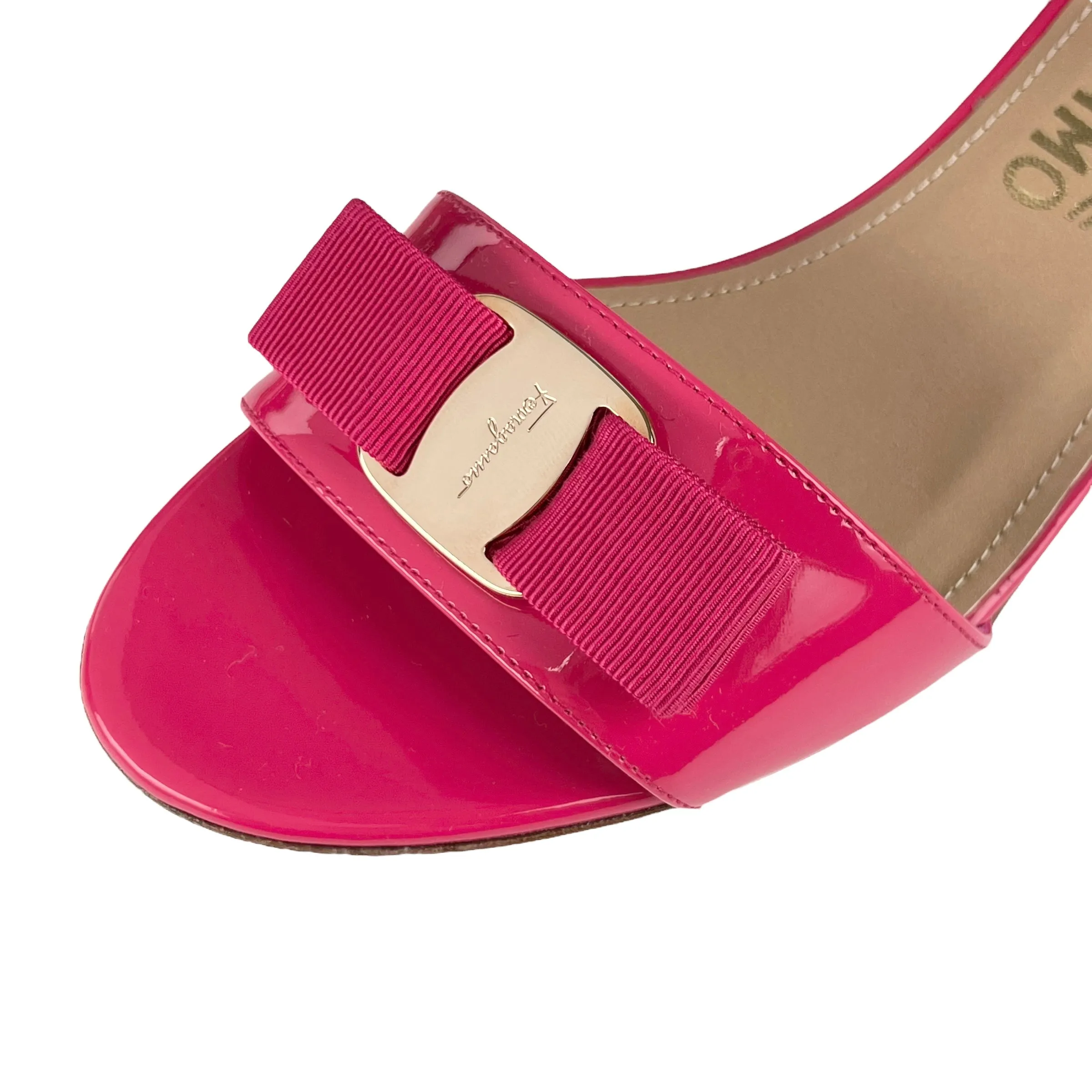 Salvatore Ferragamo Framboise 'Gavina' Patent Leather Sandals