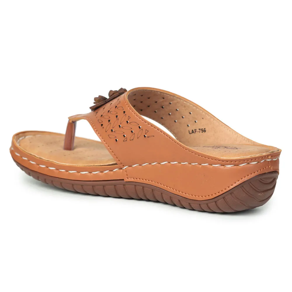 Senorita Casual Tan Slippers For Women LAF-756 By Liberty