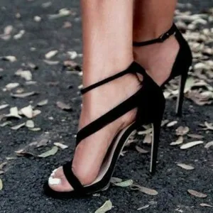 Simple Style Stiletto Heel Zipper PU Open-toe High Heel Sandals