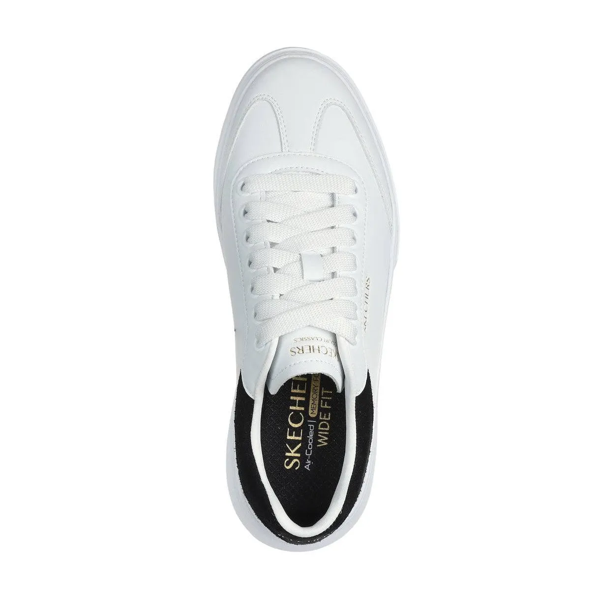 Skechers 185060 Cordova Classic-Best Behavior Ladies White Black Leather Lace Up Trainers