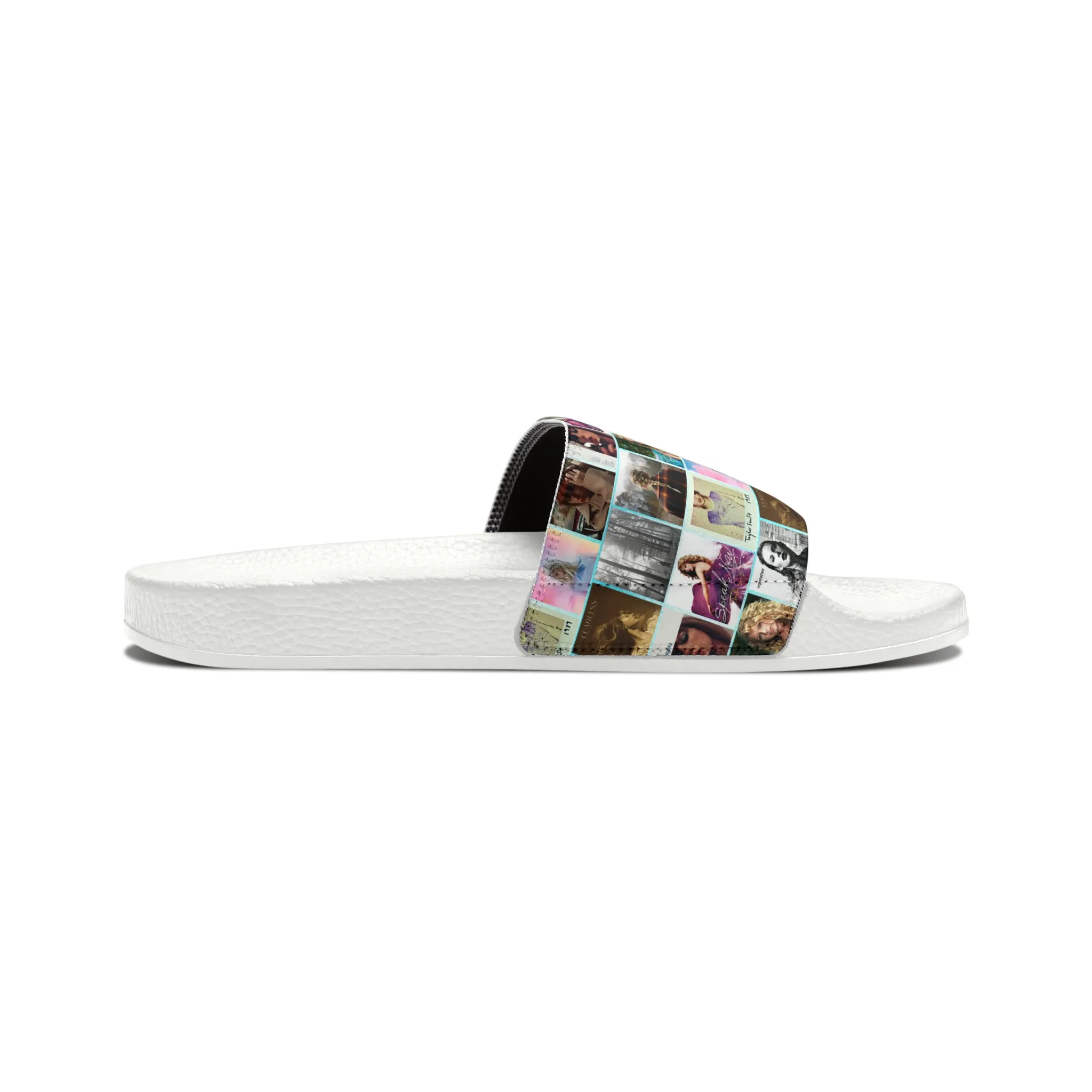 Taylor Swift Album Art Collage Pattern Youth Slide Sandals