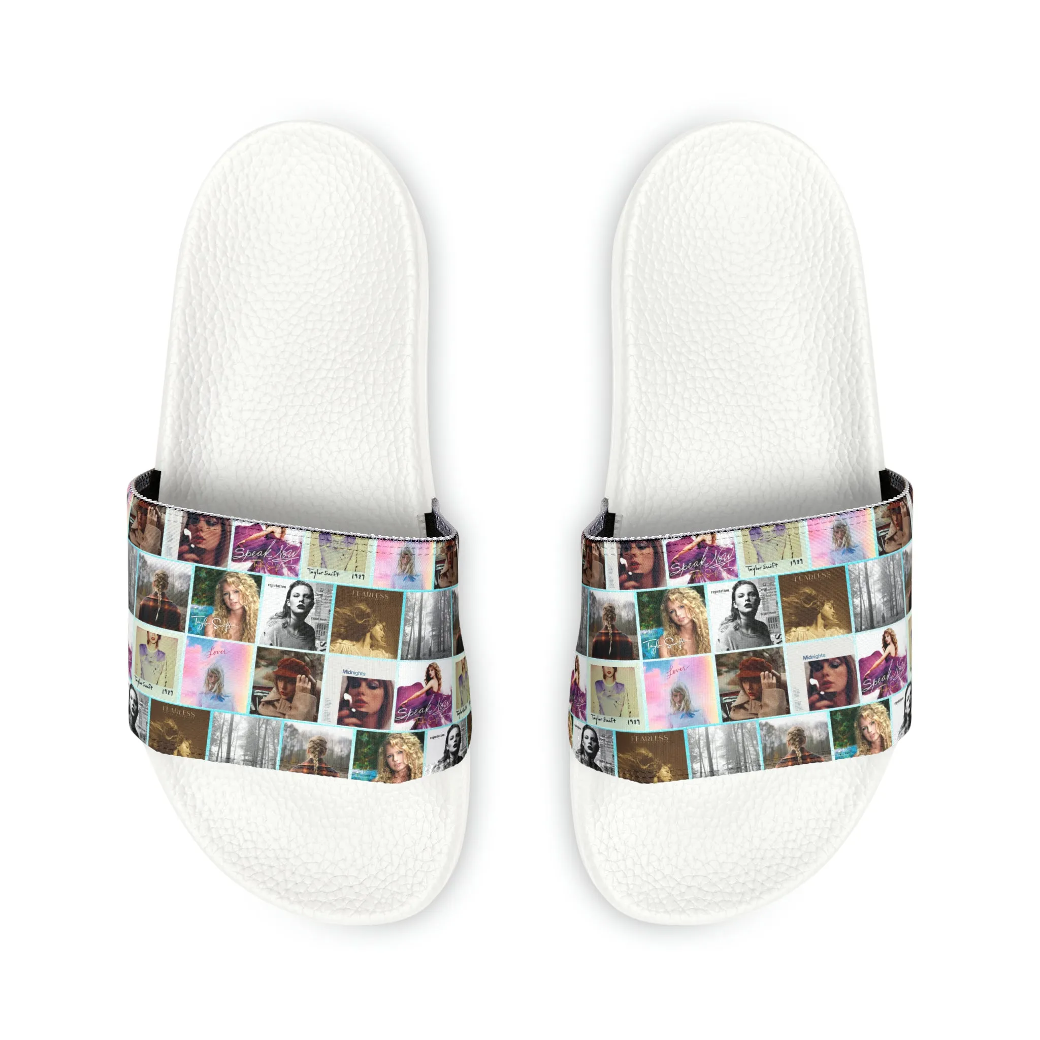 Taylor Swift Album Art Collage Pattern Youth Slide Sandals
