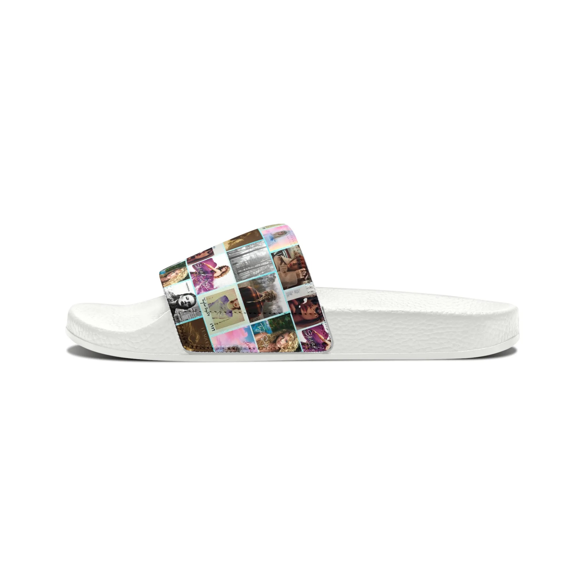 Taylor Swift Album Art Collage Pattern Youth Slide Sandals