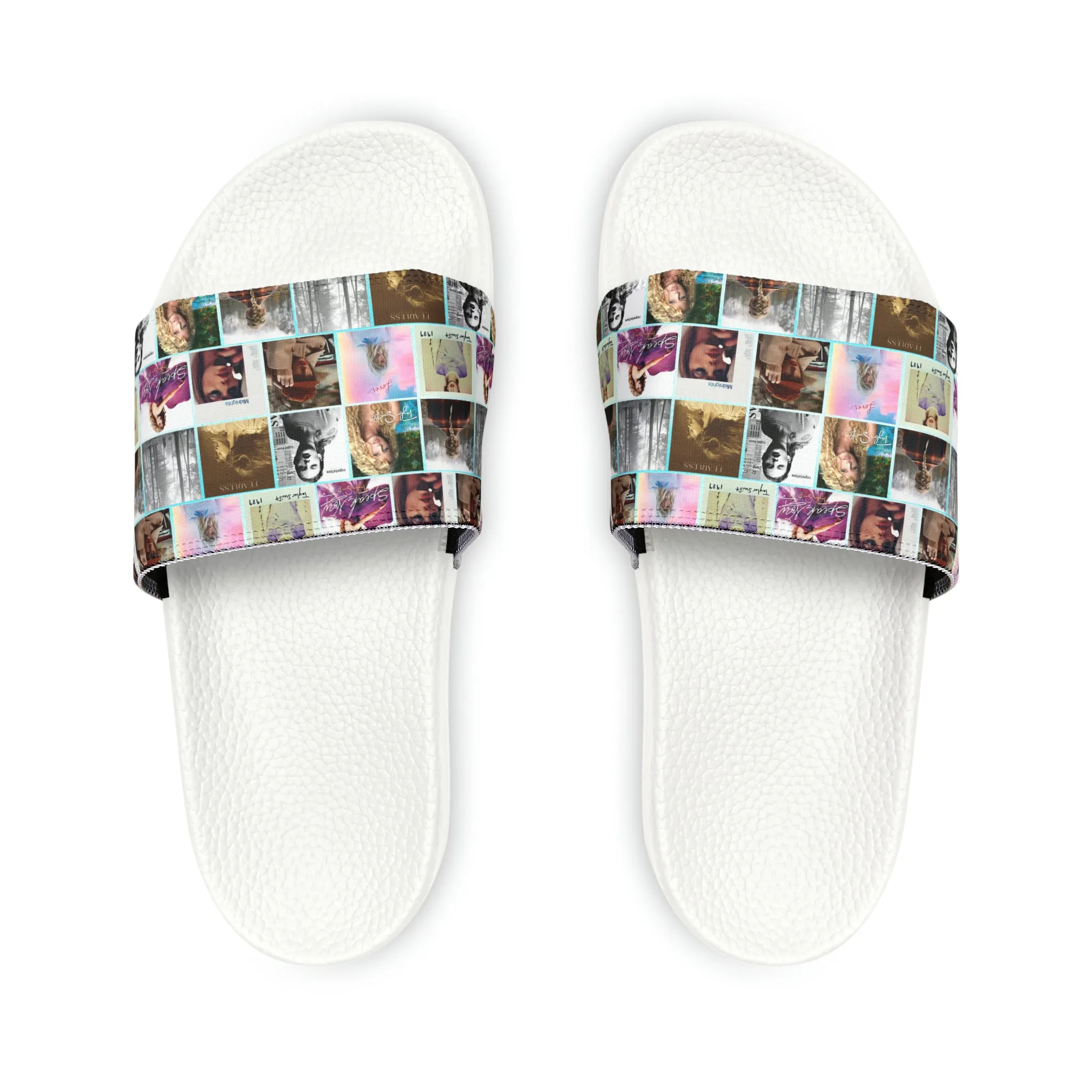Taylor Swift Album Art Collage Pattern Youth Slide Sandals