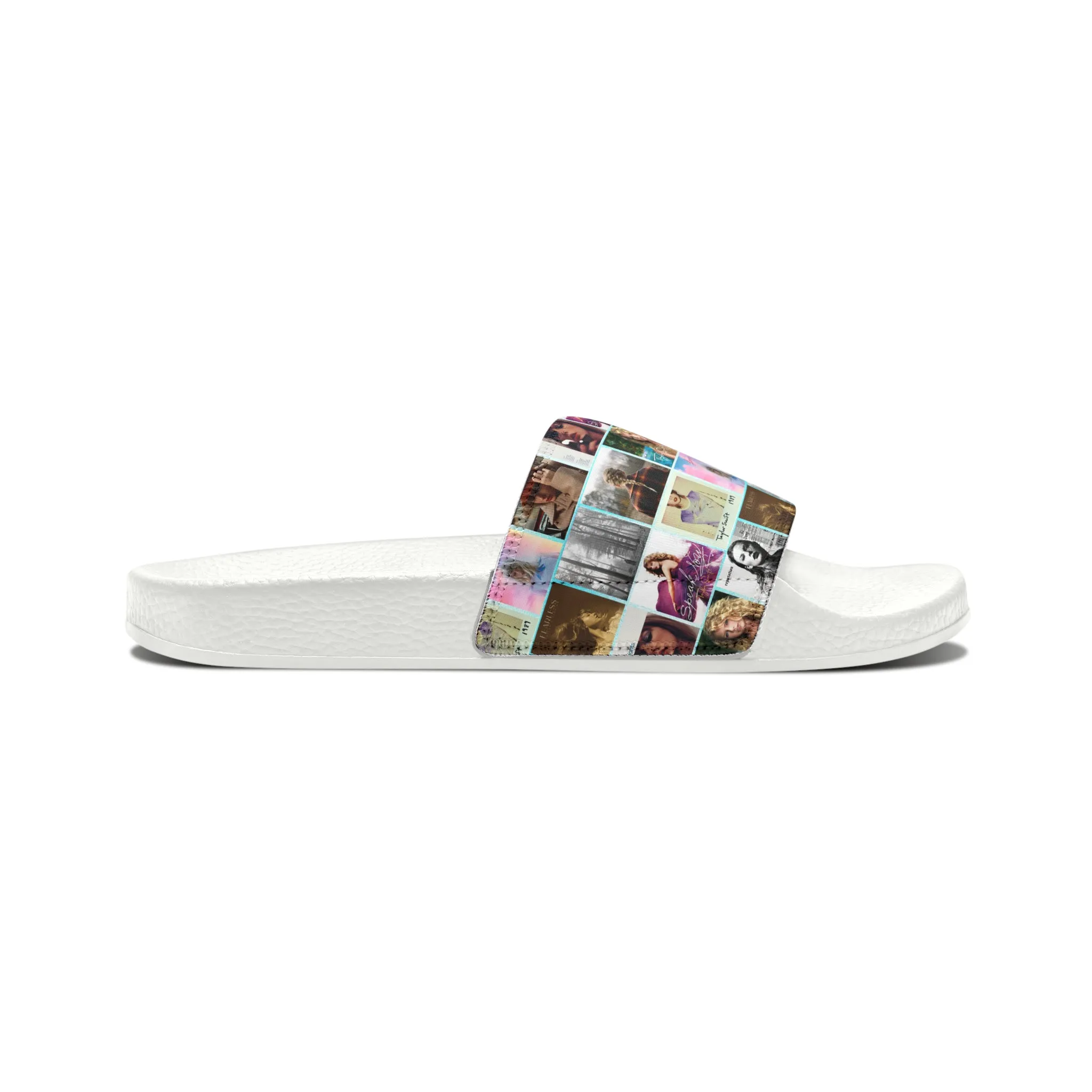 Taylor Swift Album Art Collage Pattern Youth Slide Sandals