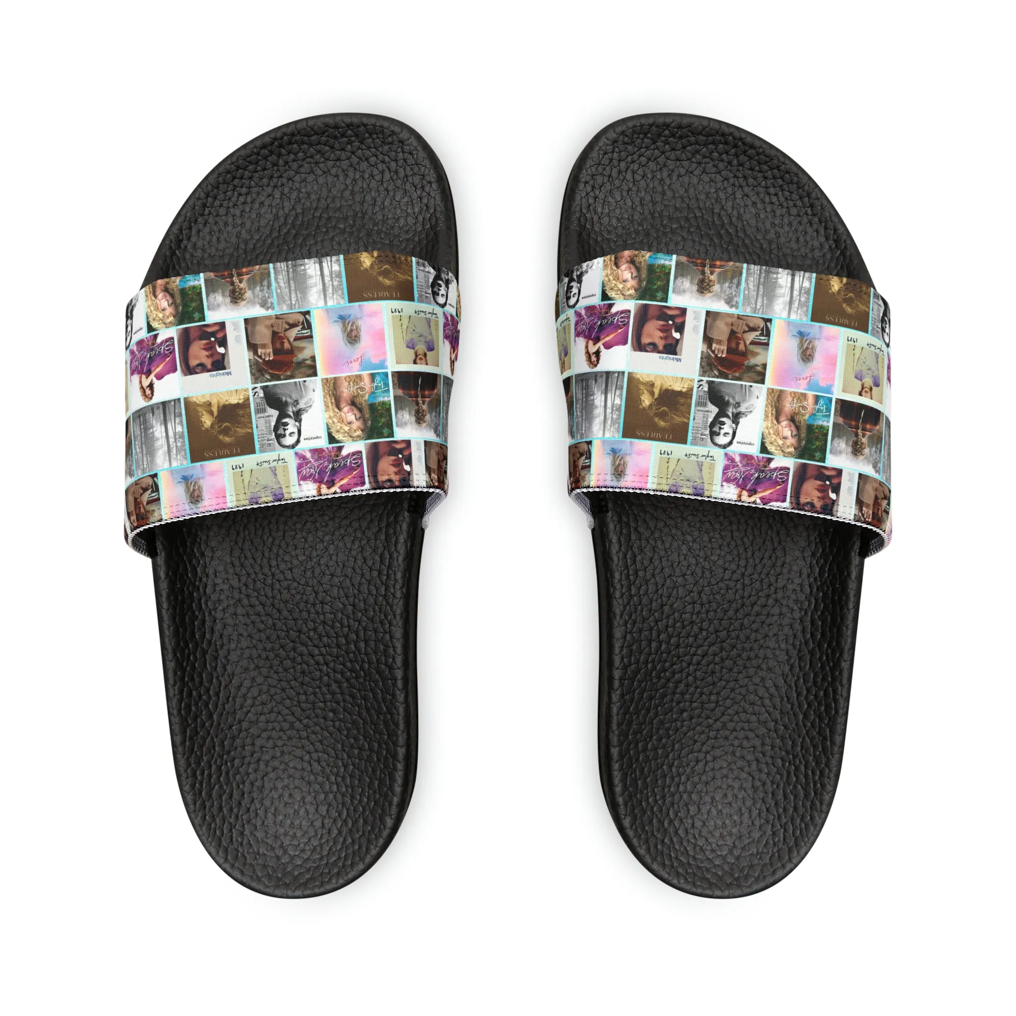 Taylor Swift Album Art Collage Pattern Youth Slide Sandals