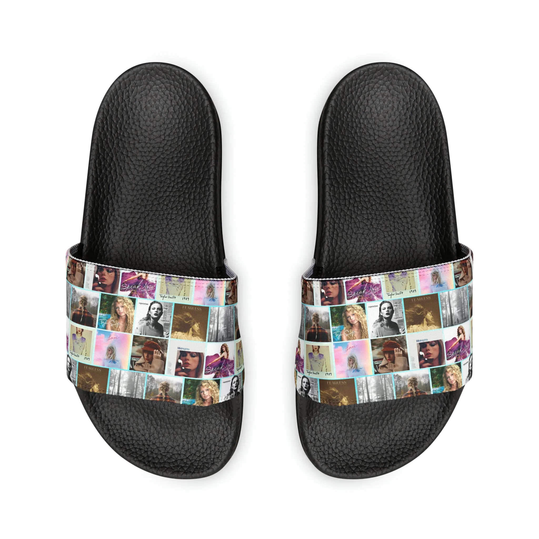 Taylor Swift Album Art Collage Pattern Youth Slide Sandals