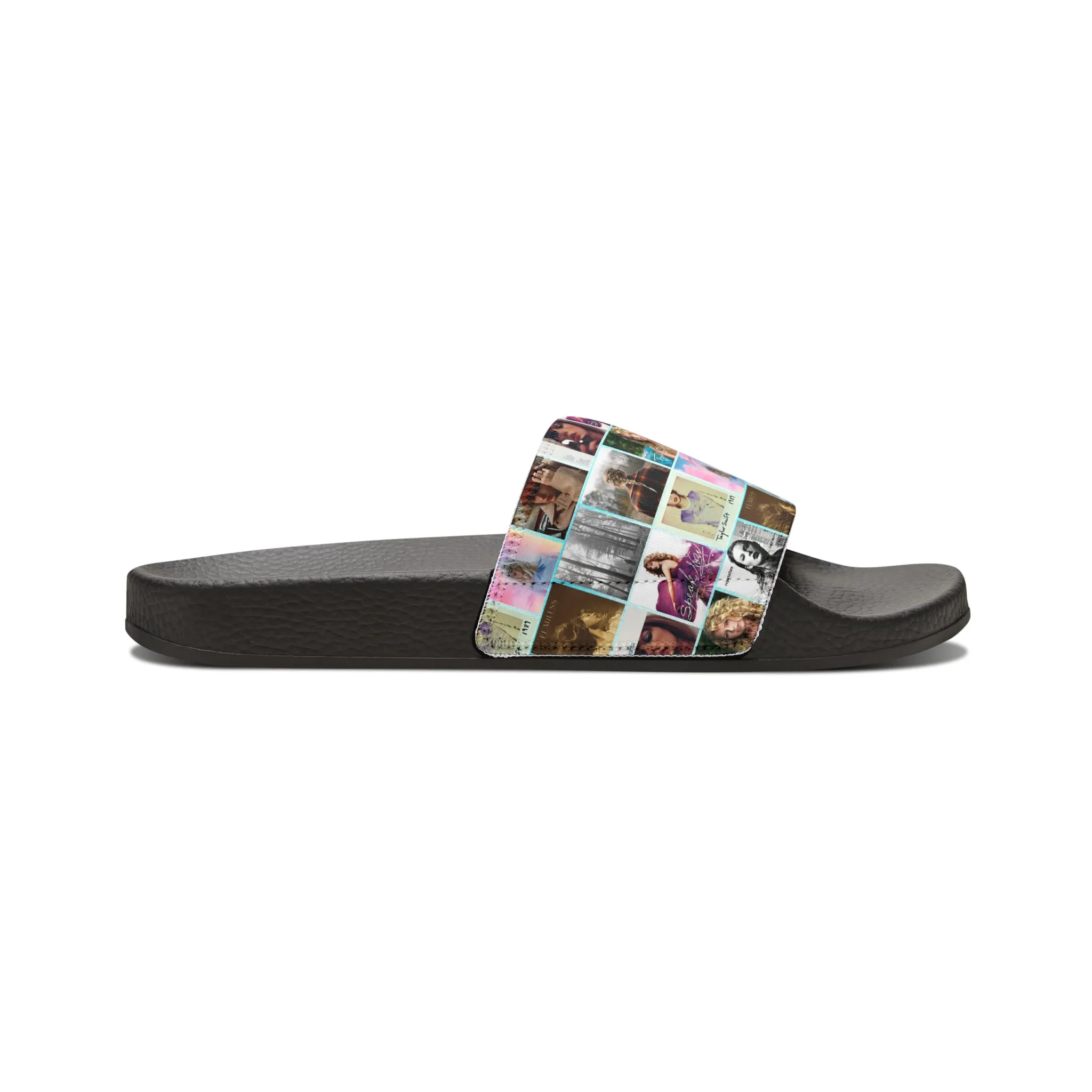 Taylor Swift Album Art Collage Pattern Youth Slide Sandals