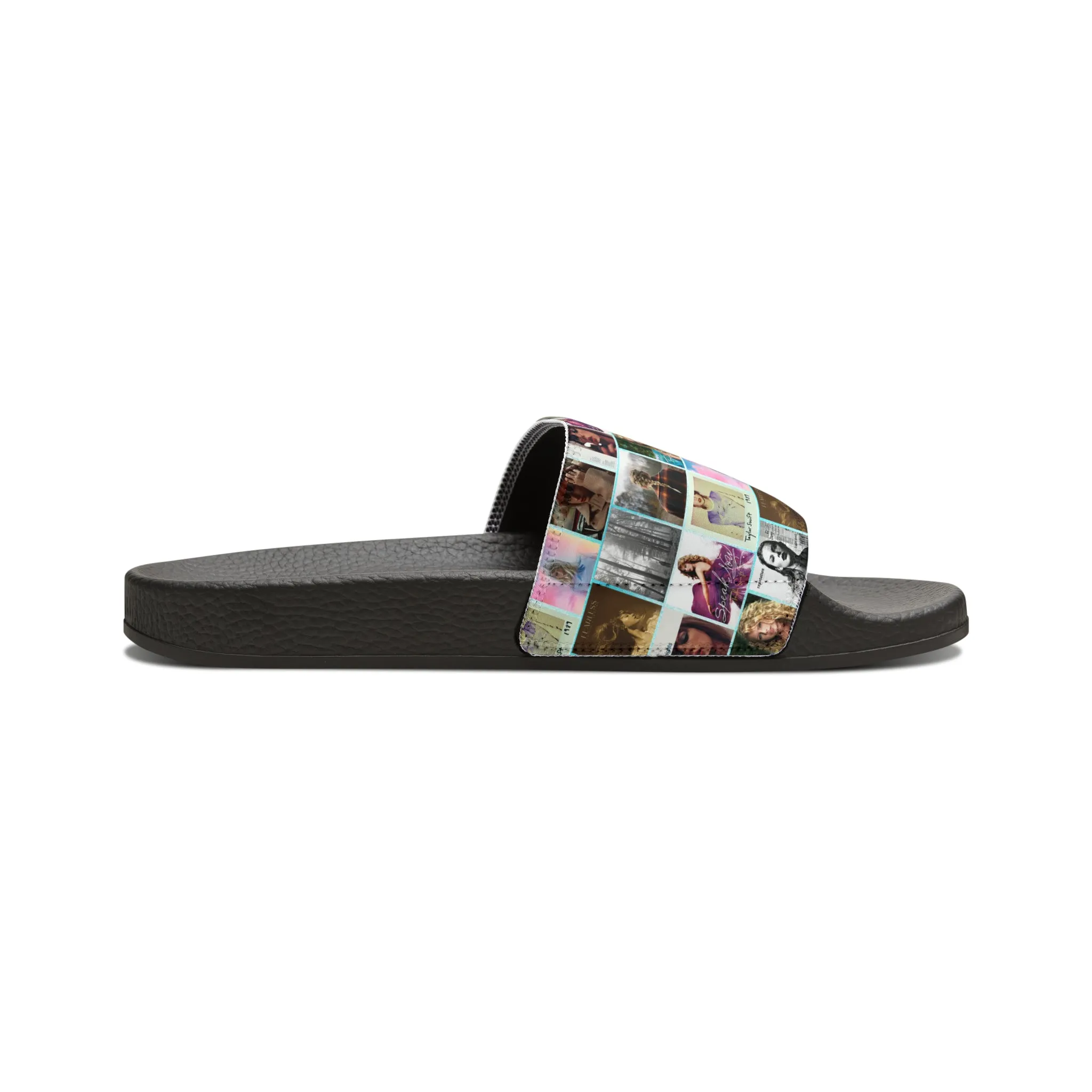 Taylor Swift Album Art Collage Pattern Youth Slide Sandals
