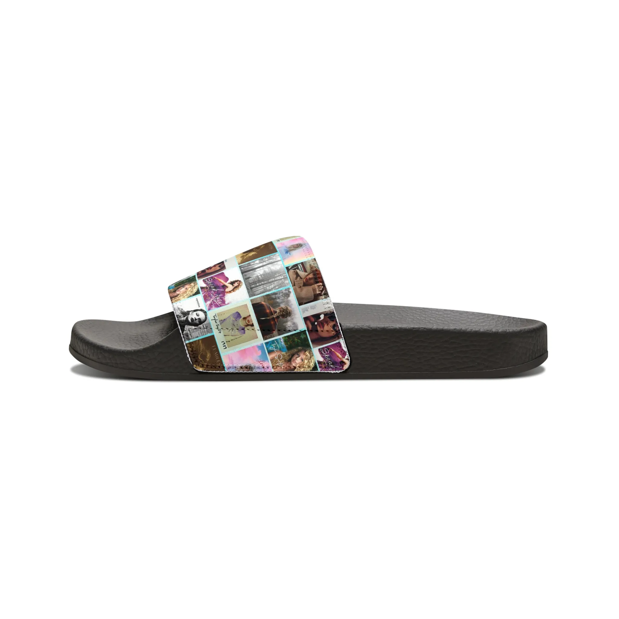 Taylor Swift Album Art Collage Pattern Youth Slide Sandals