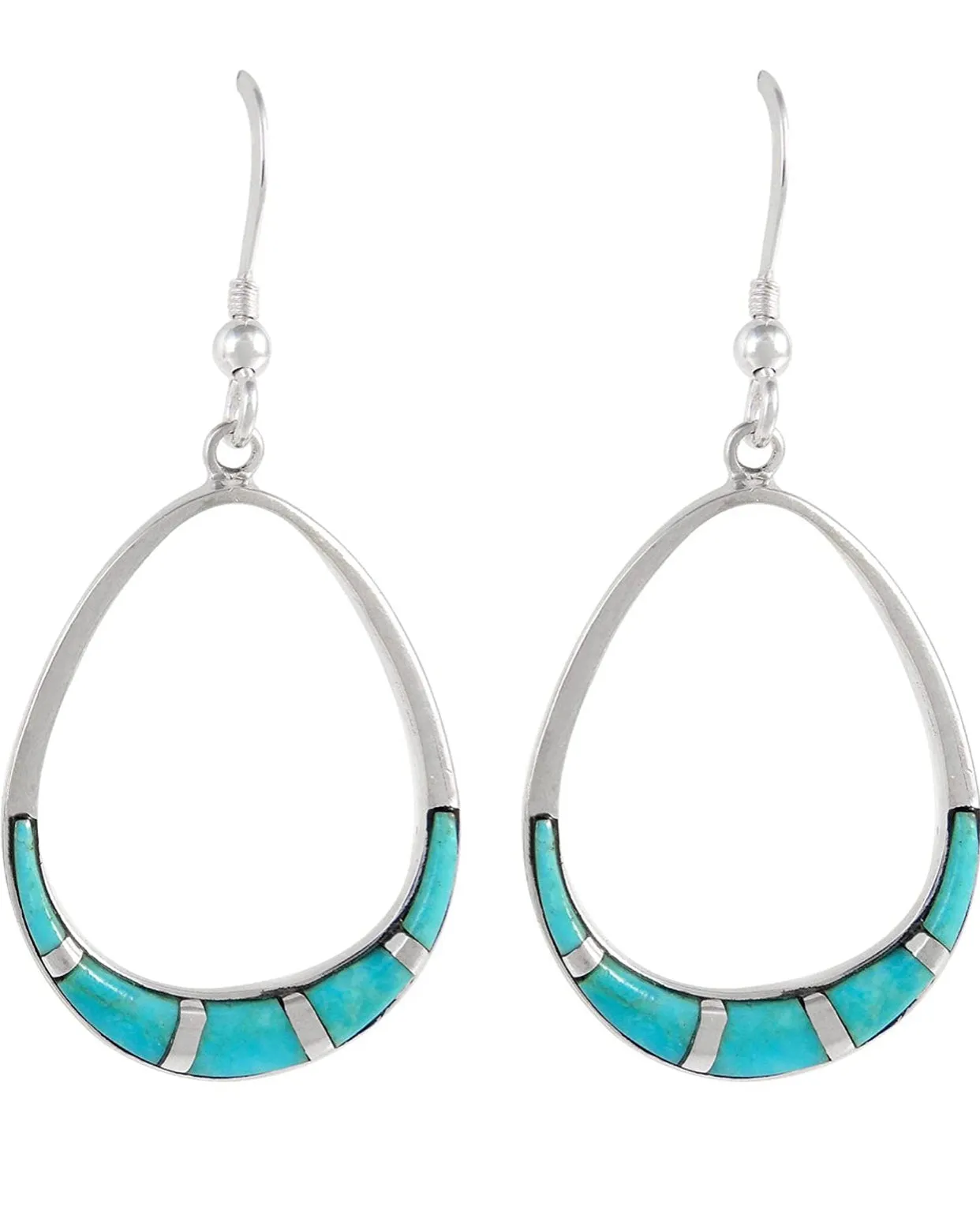 Turquoise Earrings 925 Sterling Silver & Genuine Turquoise