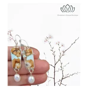 Uniquely designed Pearl pendant dangle earrings.
