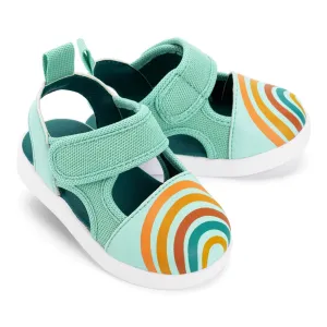 Vintage Rainbow Squeakerless Toddler Sandals | Teal