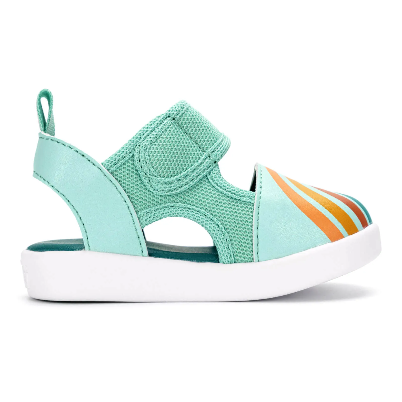 Vintage Rainbow Squeakerless Toddler Sandals | Teal