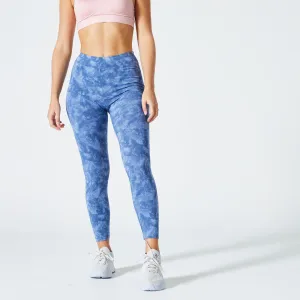 Women's Fitness 7/8 Leggings Fit  500 - Blue Print