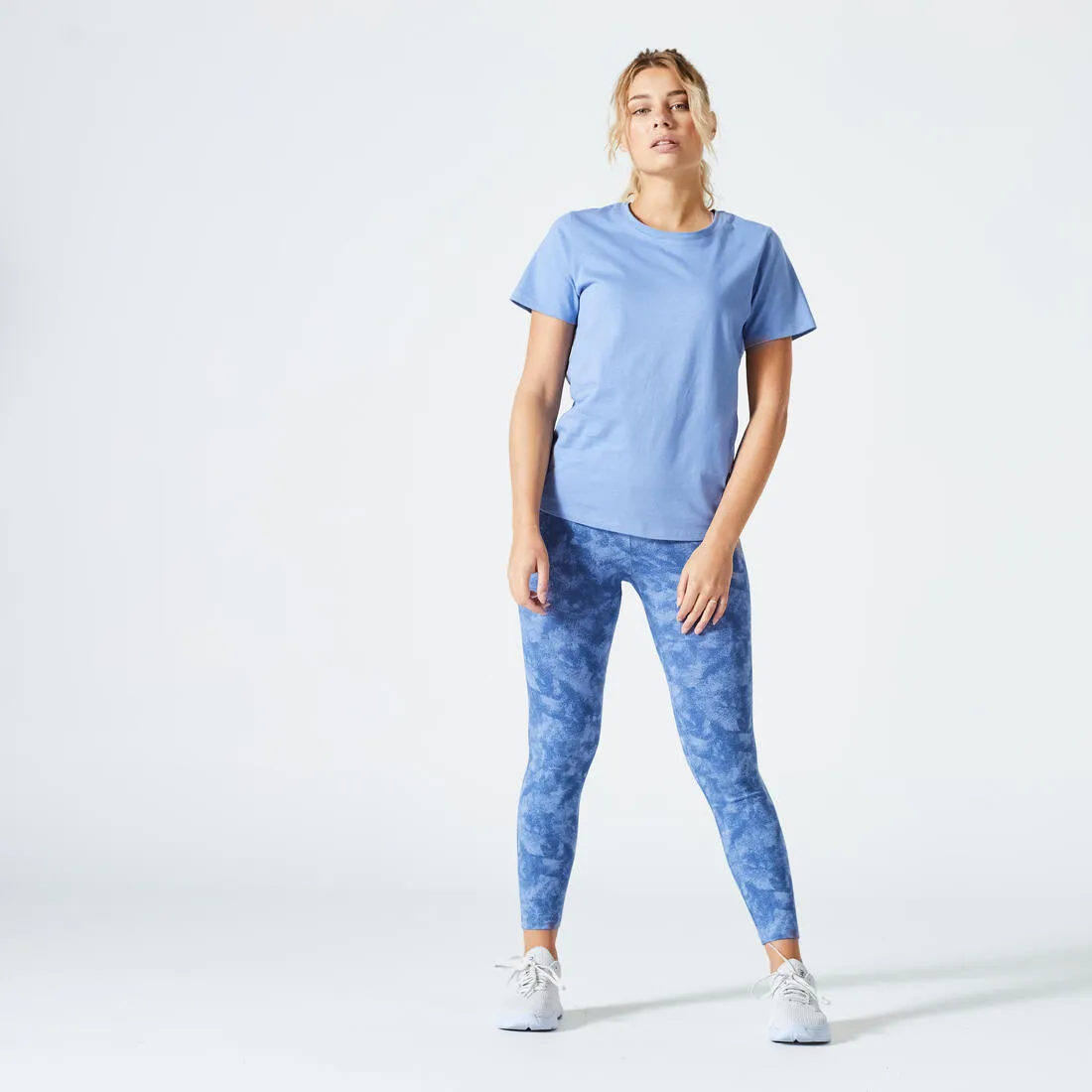 Women's Fitness 7/8 Leggings Fit  500 - Blue Print